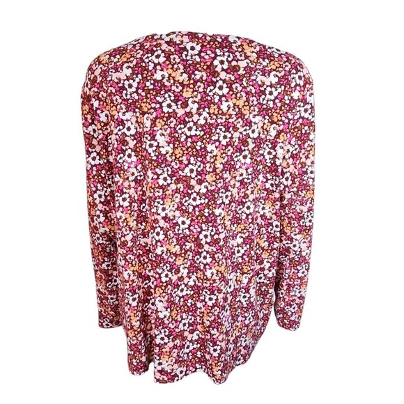 Croft & Barrow Top Womens Size 2X Pink Brown Floral Long Sleeve The Classic Tee - Picture 3 of 5